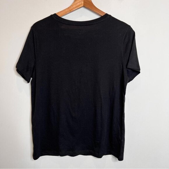 Victoria's Secret Womens Size Small Black Silver Logo Tee Shirt NEW Lounge - Picture 2 of 8